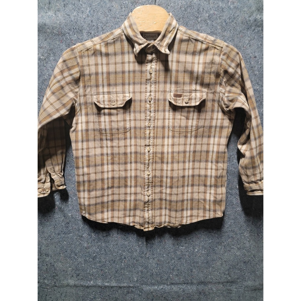 Carhartt Jacket Mens Brown Plaid‎ 100% Cotton Jacket Size XL